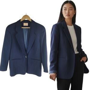 Vintage Pendleton One Button Virgin Wool Blazer Blue Lined Size 12